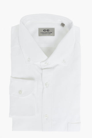 CC COLLECTION Camicia in Motivo Bird's Eye con Colletto Button-down