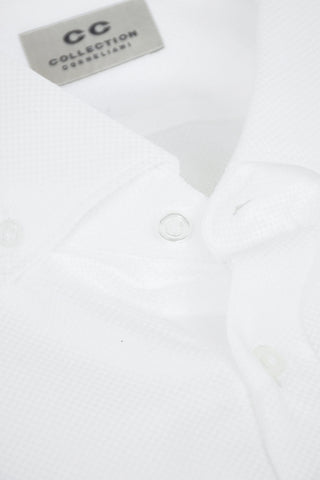CC COLLECTION Camicia in Motivo Bird's Eye con Colletto Button-down