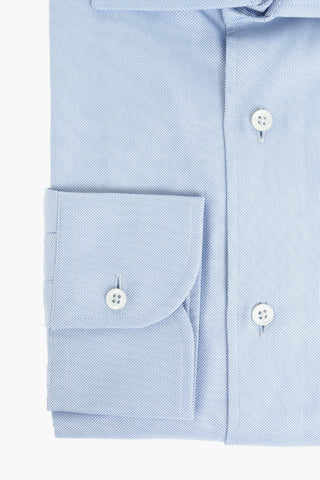 Bird's Eye Patterned Shirt with Standard Collar
