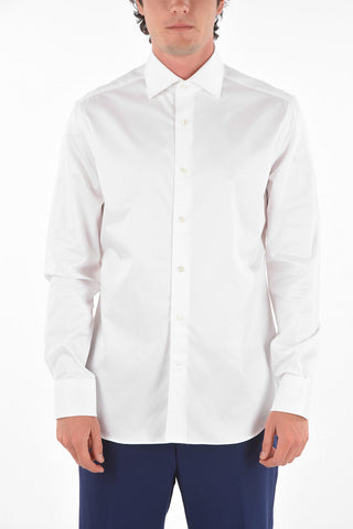 Bird's Eye Patterned Shirt with Standard Collar