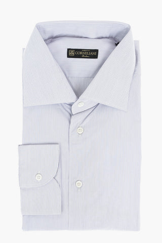 Hairline Striped Cotton Shirt with Classic Collar