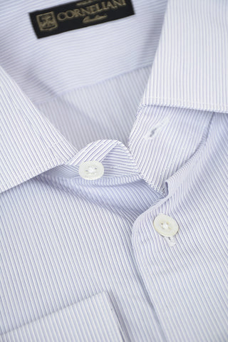 Hairline Striped Cotton Shirt with Classic Collar