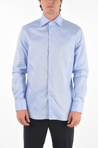 Camicia In Cotone a Righe Hairline con Collo Italiano
