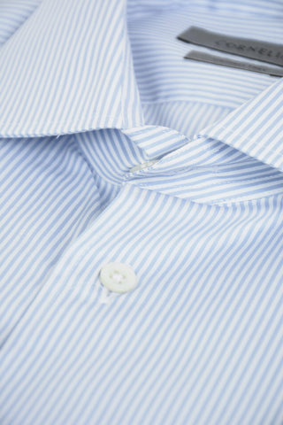 COUTURE Wrinkle Free Cotton Shirt with Awning Stripes Pattern