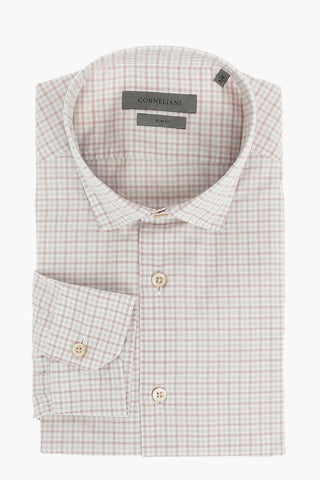 Camicia in Cotone e Seta con Motivo Tattersall Check