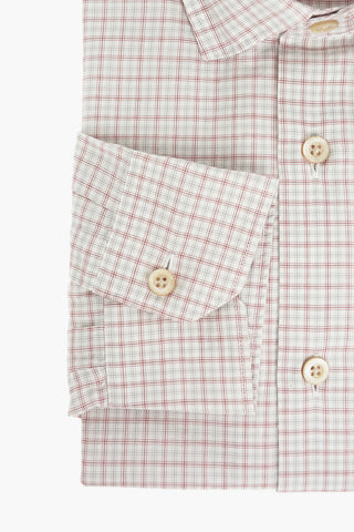 Camicia in Cotone e Seta con Motivo Tattersall Check