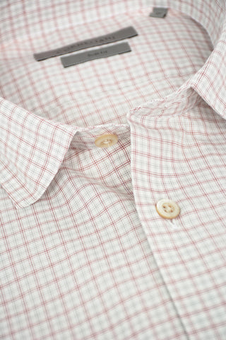 Camicia in Cotone e Seta con Motivo Tattersall Check