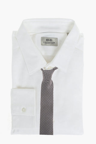 CC COLLECTION Camicia in Cotone Hopsack con Collo Italiano