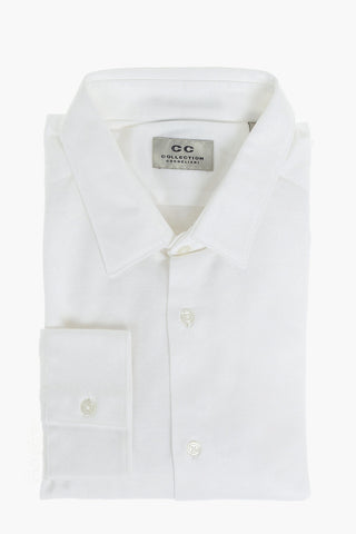CC COLLECTION Camicia in Cotone Hopsack con Collo Italiano