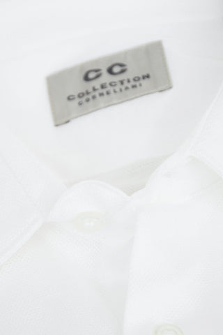 CC COLLECTION Camicia in Cotone Hopsack con Collo Italiano