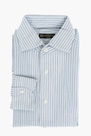 Camicia in Motivo Hairline con Collo Francese