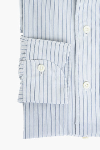 Camicia in Motivo Hairline con Collo Francese