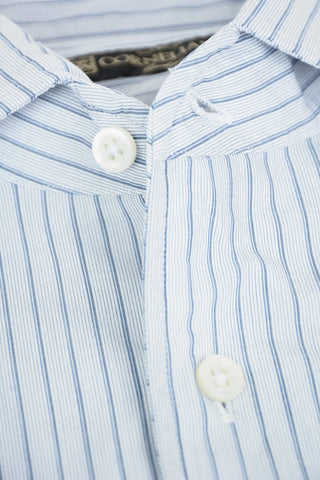 Camicia in Motivo Hairline con Collo Francese