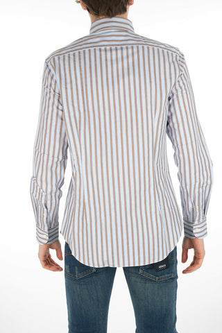 Camicia in Motivo Hairline con Collo Francese