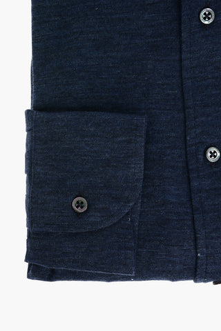 Camicia in Lana Vergine Stretche con Collo Francese