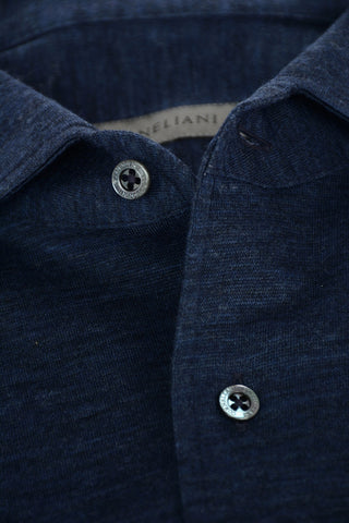 Camicia in Lana Vergine Stretche con Collo Francese