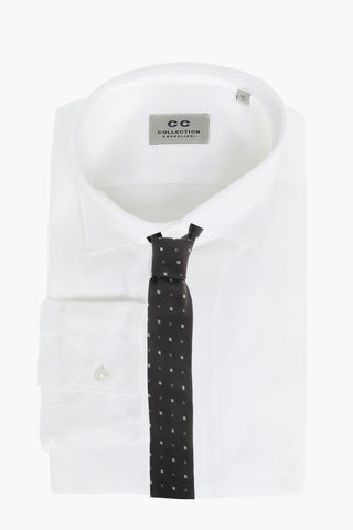 CC COLLECTION Hopsack Cotton Shirt with Classic Collar