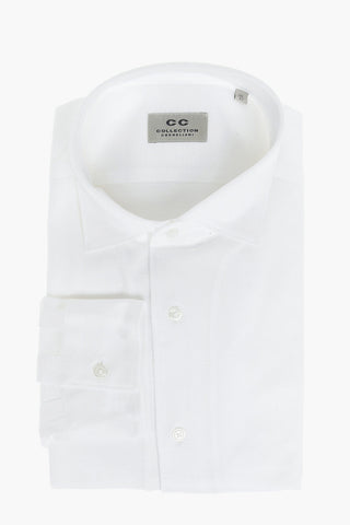 CC COLLECTION Hopsack Cotton Shirt with Classic Collar