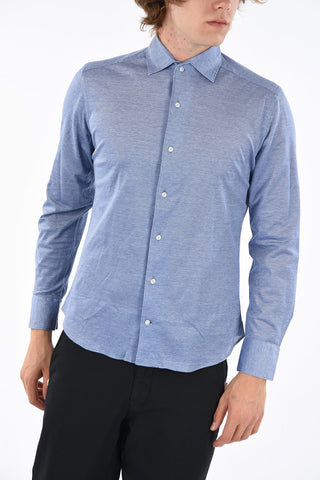 CC COLLECTION Hopsack Cotton Shirt with Classic Collar