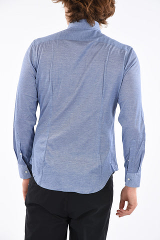 CC COLLECTION Hopsack Cotton Shirt with Classic Collar