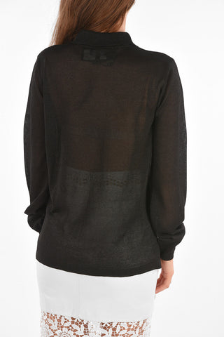 EMPORIO polo neck lurex sweater with breast pockets