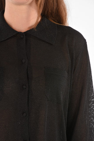 EMPORIO polo neck lurex sweater with breast pockets