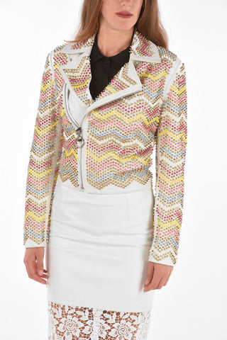 COUTURE All-Over Studded JEWEL Leather Biker Jacket