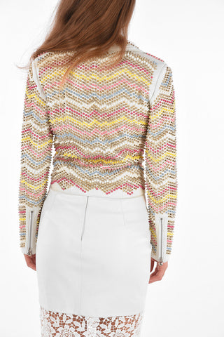 COUTURE All-Over Studded JEWEL Leather Biker Jacket
