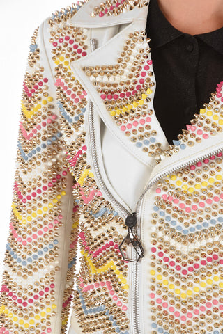 COUTURE All-Over Studded JEWEL Leather Biker Jacket