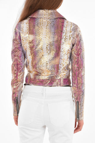 COUTURE 바이커 재킷 PINK MOOD 파이톤 가죽