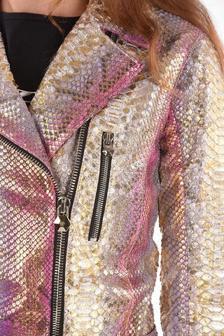 COUTURE 바이커 재킷 PINK MOOD 파이톤 가죽