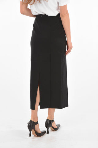split-back hem midi pencil skirt