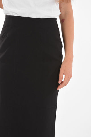 split-back hem midi pencil skirt
