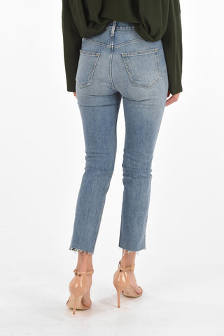 frayed-hem FARRAH cigarette fit jeans