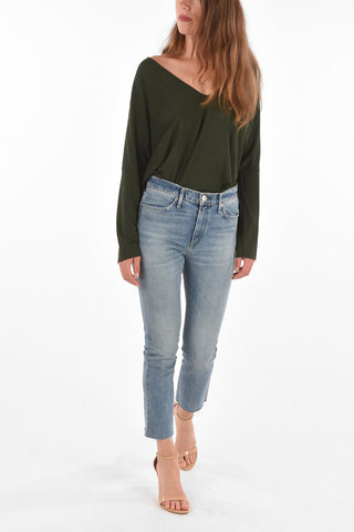 frayed-hem FARRAH cigarette fit jeans