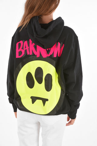 Felpa hoodie a tinta unita con maxi stampa sul retro