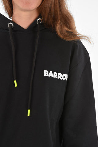 Felpa hoodie a tinta unita con maxi stampa sul retro