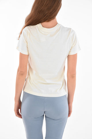 Printed T-shirt with Floral Embroidery