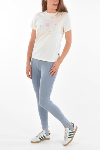 Printed T-shirt with Floral Embroidery