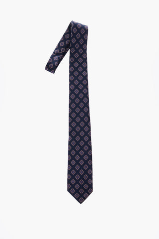geometric patterned silk tie