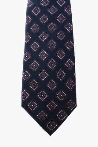 geometric patterned silk tie