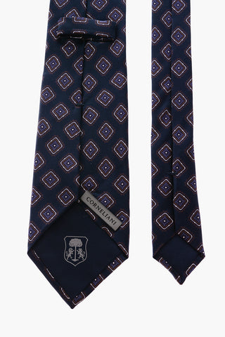 geometric patterned silk tie