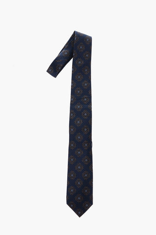 Ogee patterned silk tie