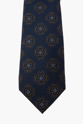 Ogee patterned silk tie