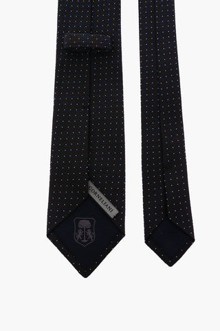patterned silk and cotton tie