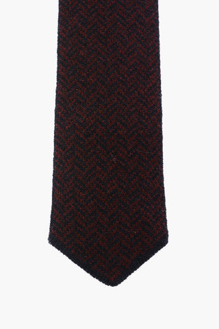 chevron patterned silk and cashmere tie