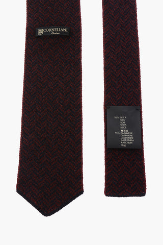 chevron patterned silk and cashmere tie