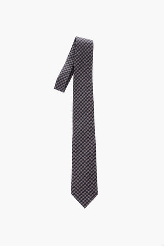 houndstooth patterned two-tone silk tie
