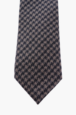 houndstooth patterned two-tone silk tie