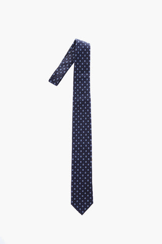 geometric patterned silk tie